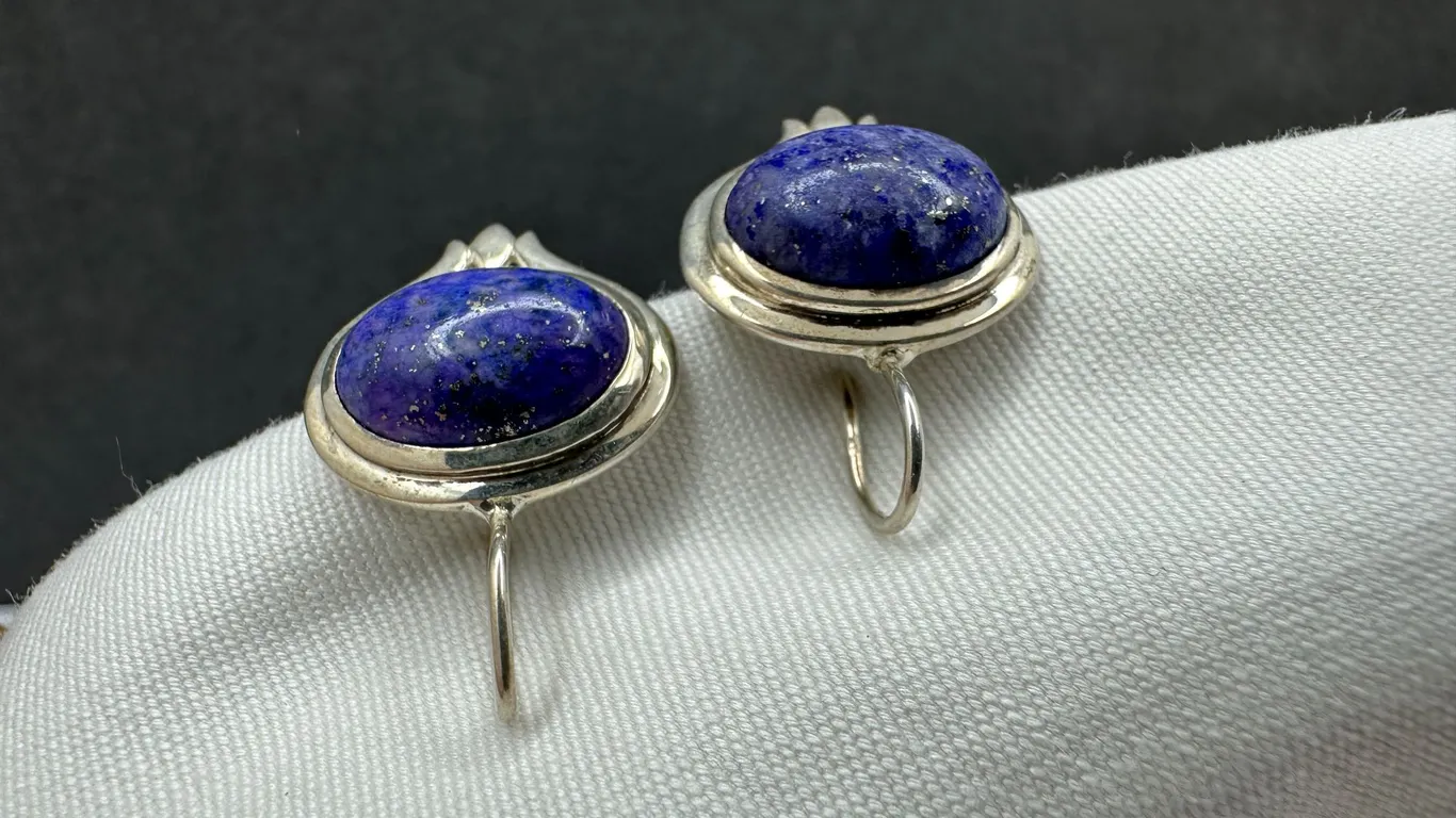 Charoite Gemstone 925 Sterling Silver Pierced Earrings 6.2 gms