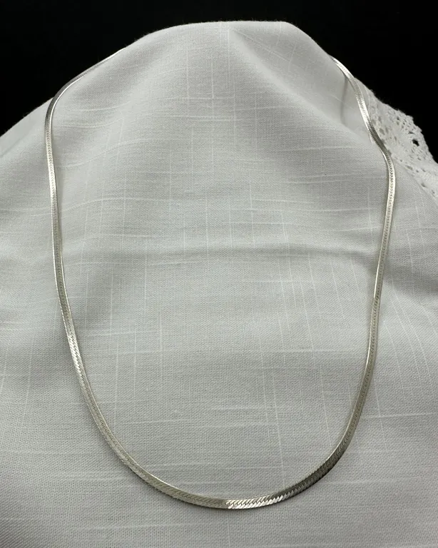 Sterling Silver Herringbone 24" Chain Necklace