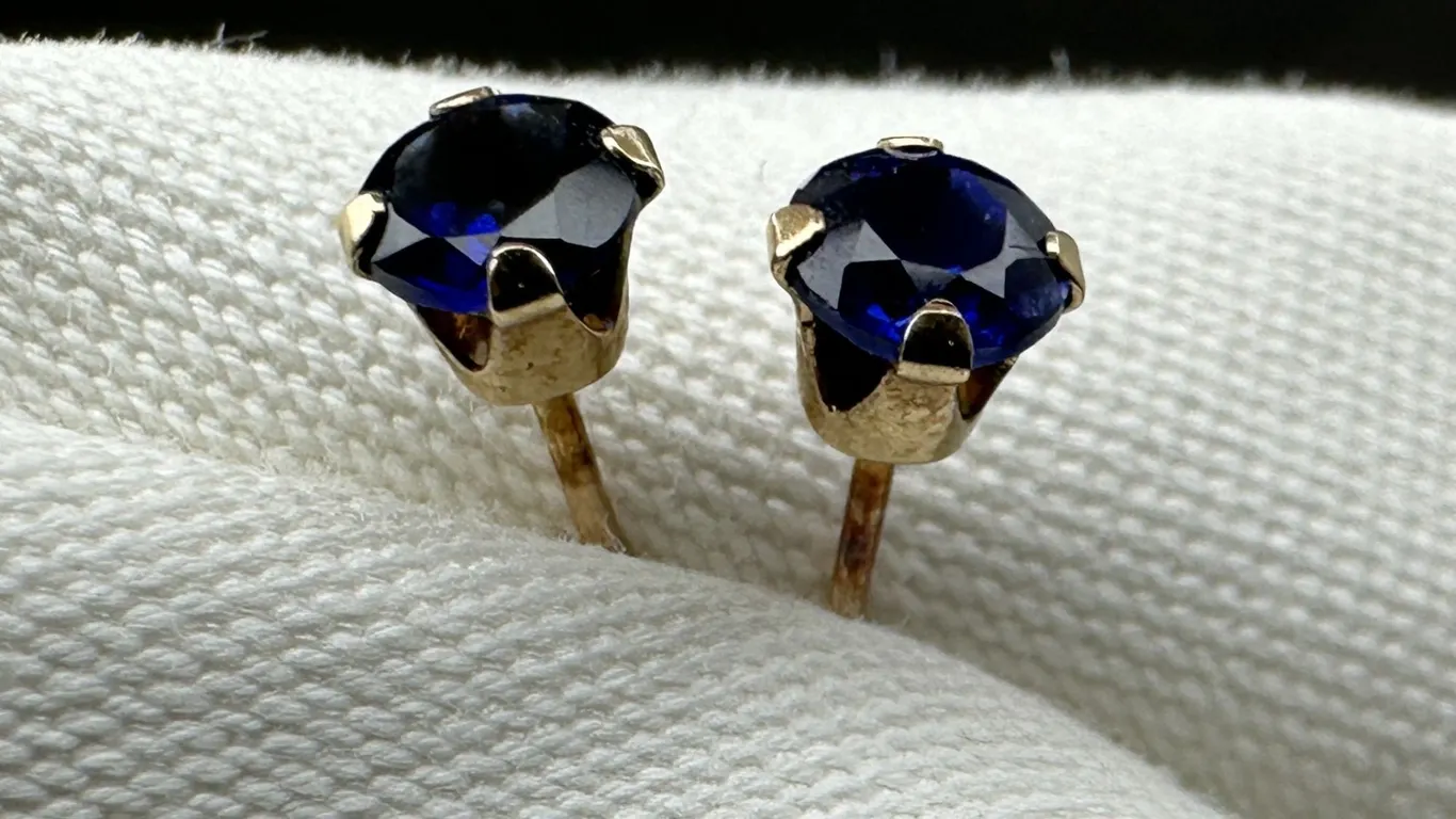 Petite 10K Gold & Blue Sapphire Stud Earrings