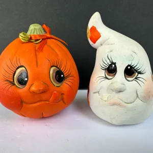 Adorable Ceramic Mold Pumpkin & Ghost Halloween Decor