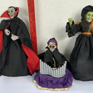 Dracula Witch Skeleton Organ Player Figures Halloween Decor