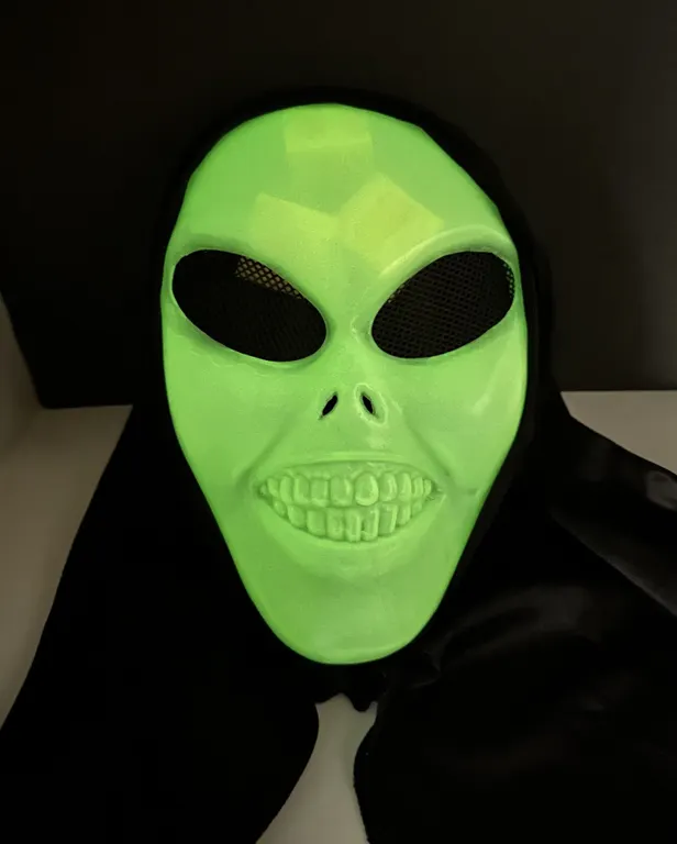 Glow In The Dark Visible Visitors Alien Halloween Mask