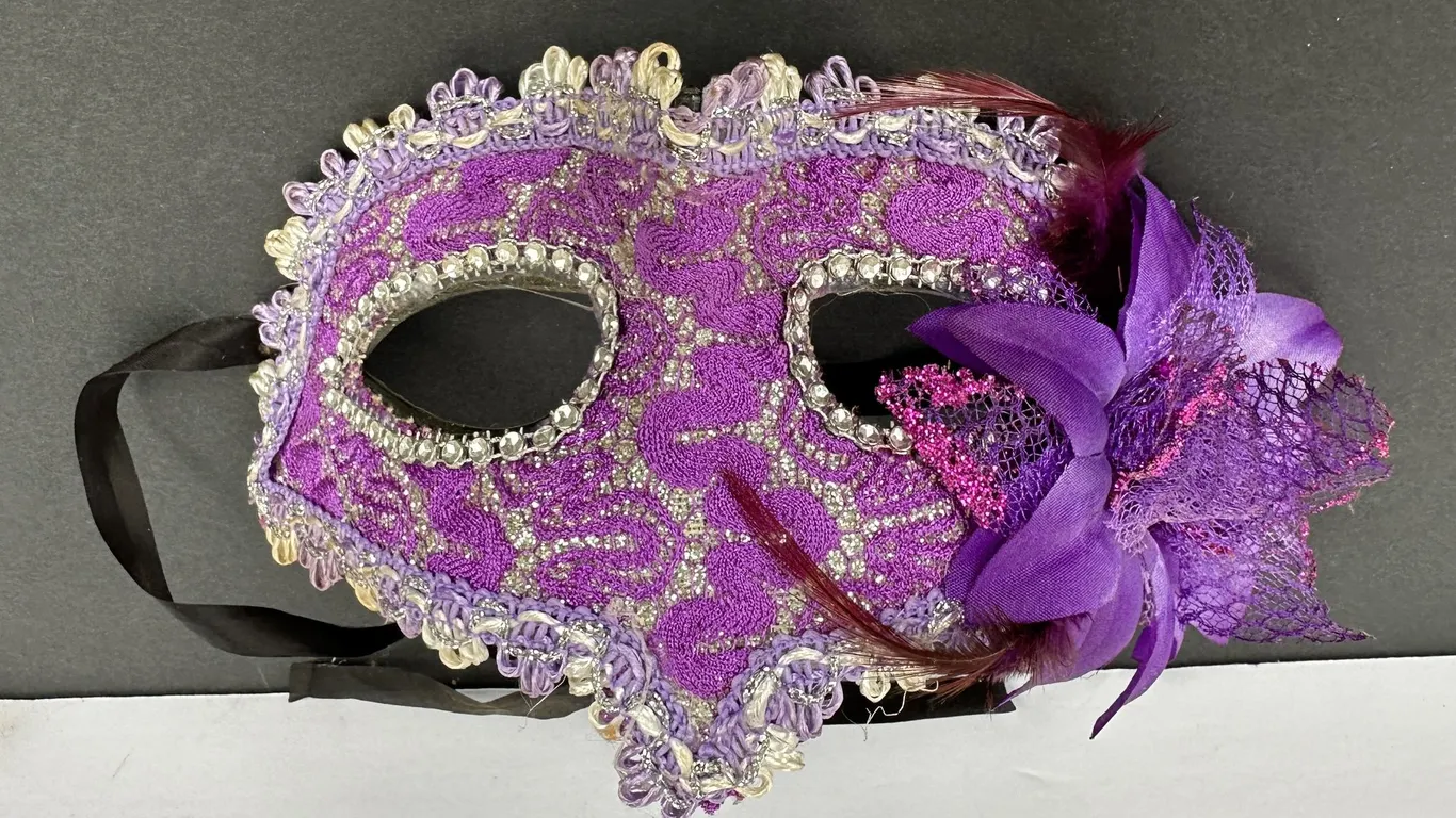 Fancy Purple Flower Masquerade Half Eye Mask Party