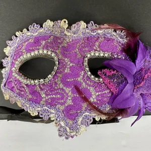 Fancy Purple Flower Masquerade Half Eye Mask Party