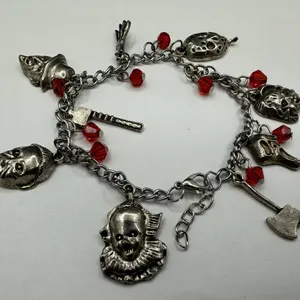 Classic Halloween Horror Movie Monster Masks Silver Tone Charm Bracelet