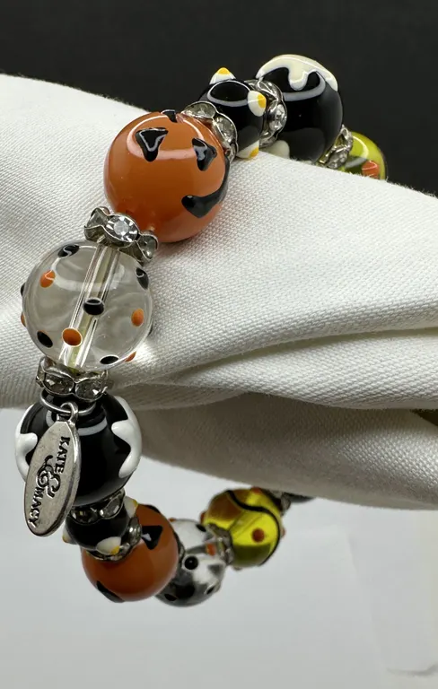 Kate & Macy Halloween Glass Bead Rhinestone Spacers Stretch Bracelet