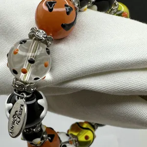 Kate & Macy Halloween Glass Bead Rhinestone Spacers Stretch Bracelet