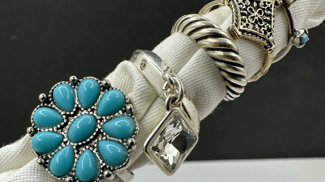 Costume Jewelry Silver Tone Ring Lot Sz 6.5