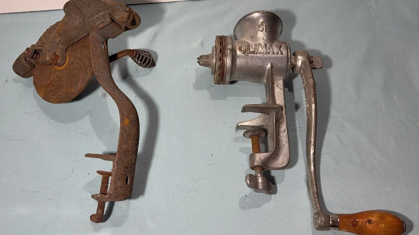 Antique Mount Joy Cherry Pitter and Climax Meat Grinder