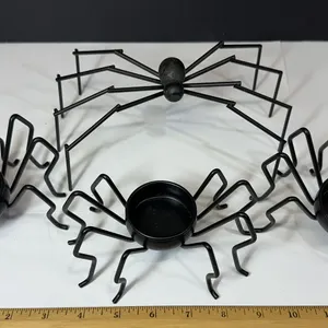 Halloween Black Metal Spider Votive Candle Set