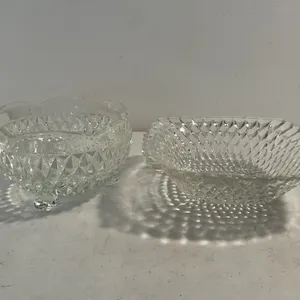 Vintage Clear Pressed Glass Serving Bowls – Diamond Point Patterns