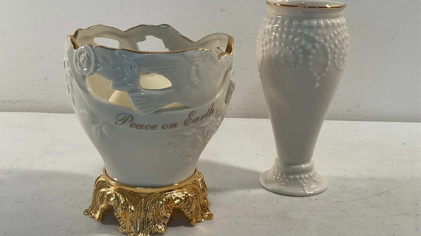 Lenox “Millennium of Peace” Votive & Lenox Ivory China Bud Vase
