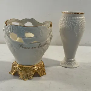 Lenox “Millennium of Peace” Votive & Lenox Ivory China Bud Vase