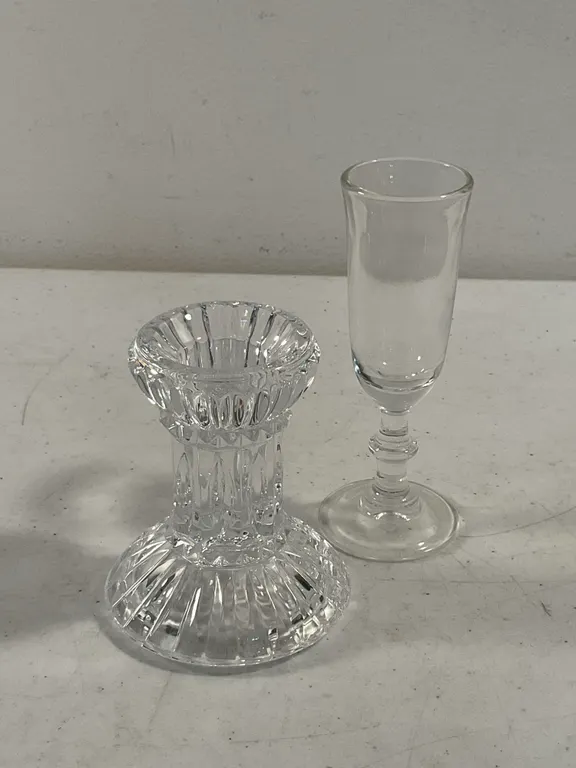 Crystal Candlestick Holder & Cordial Glass