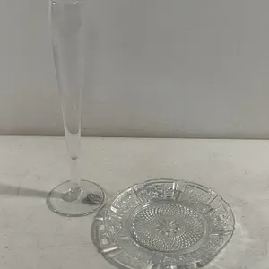 Princess House Crystal Bud Vase & Vintage Pressed Glass Dish