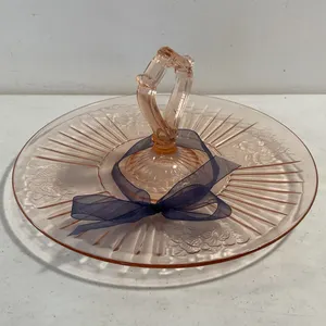 Vintage Hocking Mayfair “Open Rose” Pink Depression Glass Sandwich Serve