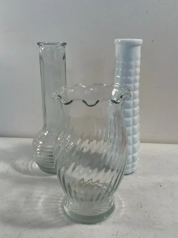 Vintage & Decorative Glass Bud Vase Trio
