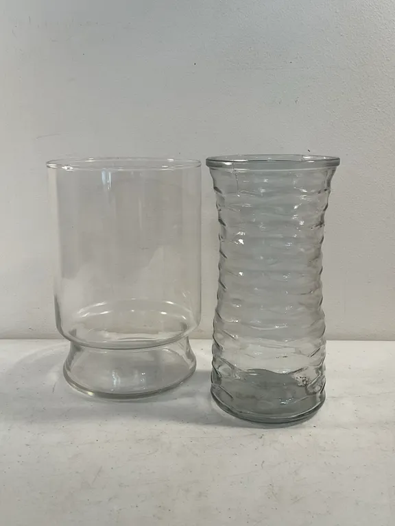 Pair of Clear Glass Cylinder Vases
