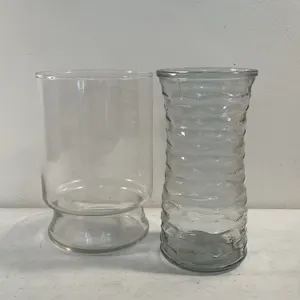 Pair of Clear Glass Cylinder Vases
