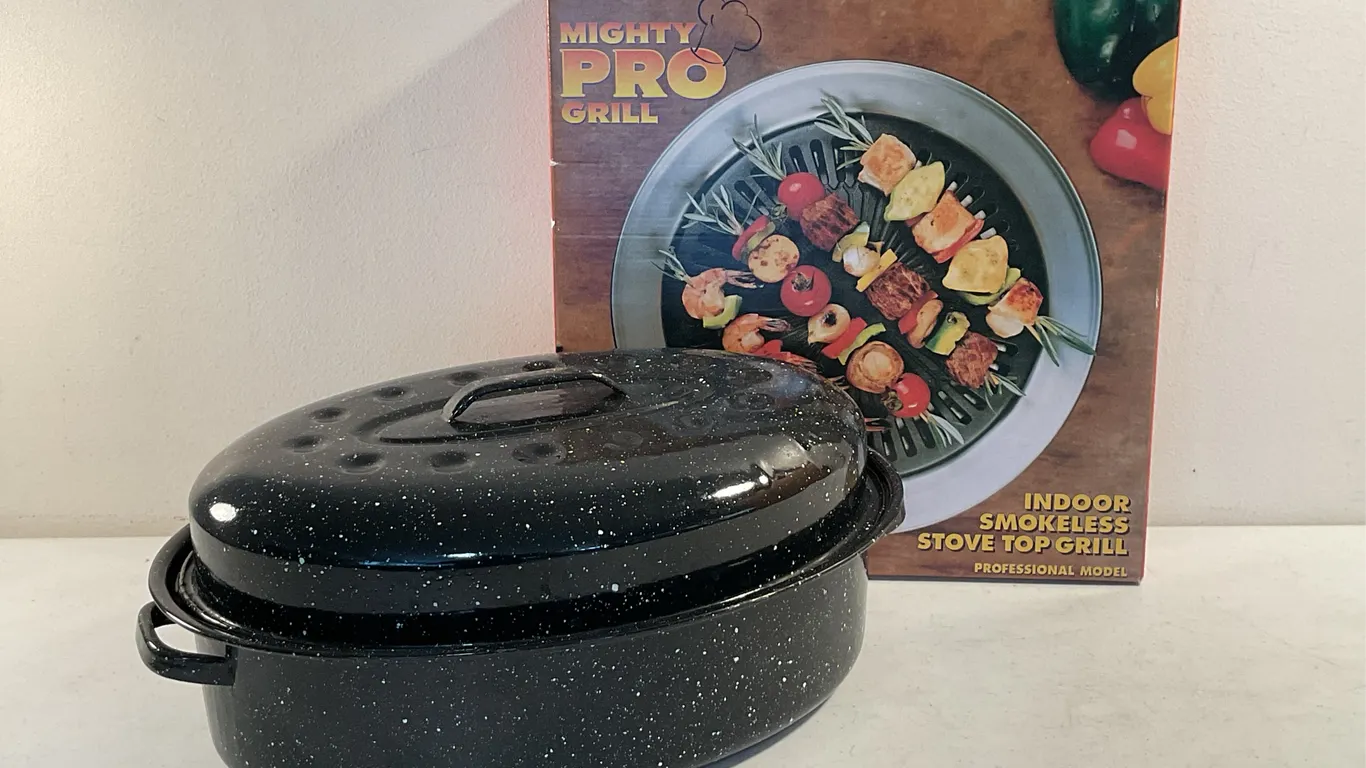Mighty Pro Grill & Covered Enamel Roaster