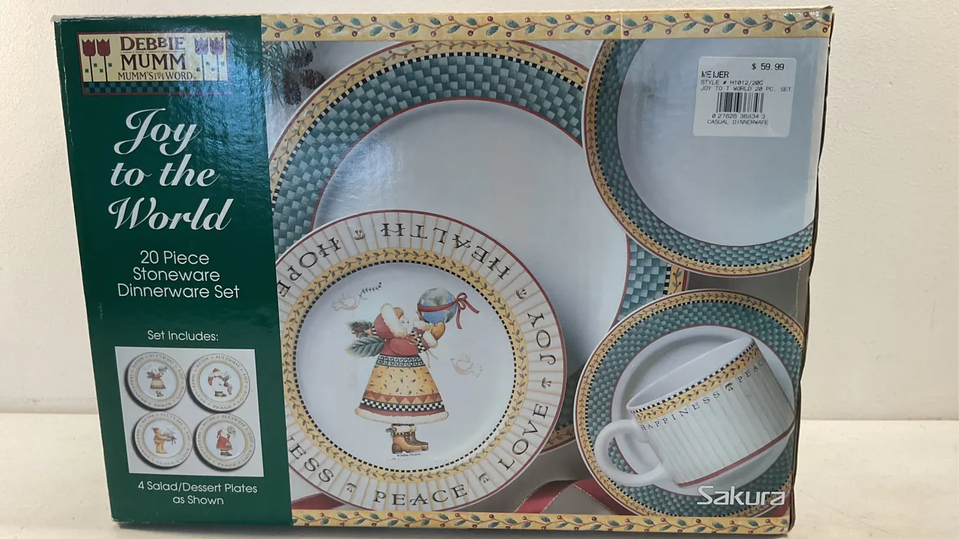 Debbie Mumm “Joy to the World” 20-Piece Christmas Dinnerware Set by Sakura