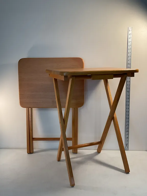 Vintage Wooden Folding TV Tray Tables – Set of 2