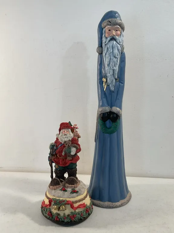 Santa Claus Christmas Figurines – Musical Santa & Tall Blue Santa
