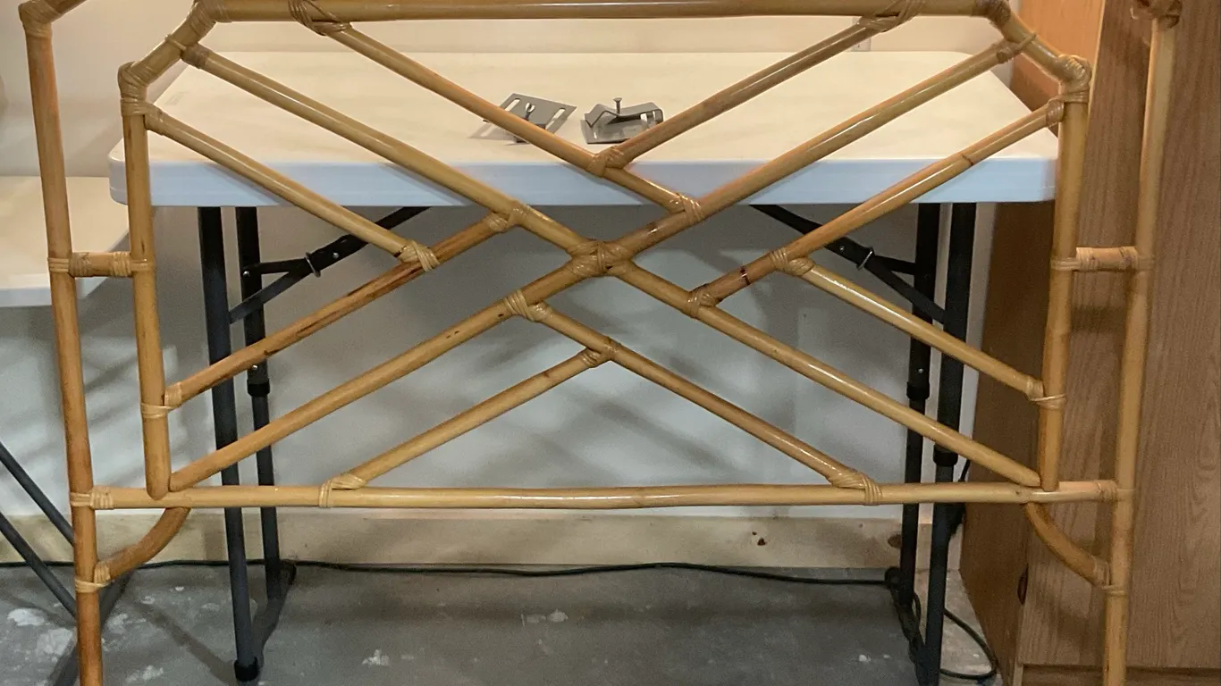 Vintage Bamboo/Rattan Chippendale-Style Headboard – Approx. 48" Wide