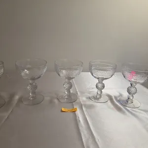 5-Morgantown/Seneca Golfball stems crinkle glass