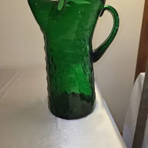 Morgantown/ Seneca Green Pitcher 11" crinkle glass