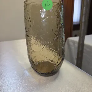 Morgantown/seneca -Amber crinkle glass vase 7"