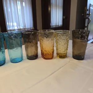 Morgantown/seneca crinkle glass  tumblers 6 pcs