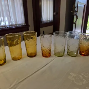 Morgantown/seneca crinkle glass tumblers 8 pcs