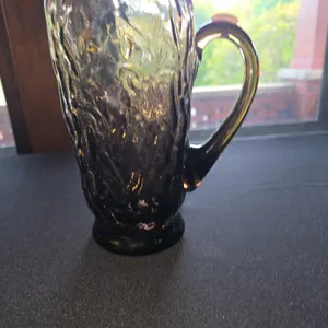 Morgantown seneca pitcher, 8" crinkle glass purple