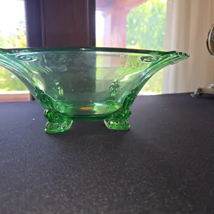 Fostoria green console bowl