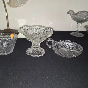 3 early glass pressed pieces