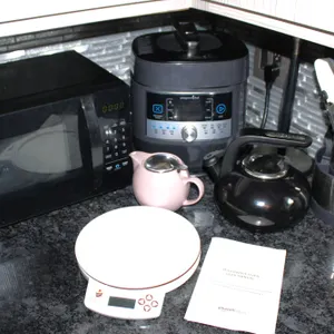 Pampered Chef Multi-Cooker, Microwave, Scale, and Utensil Set
