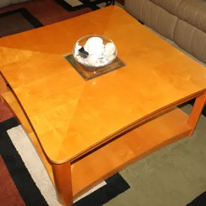 Square Wood Coffee Table with Glass Insert