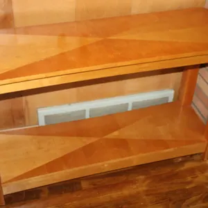 Rectangular Wood Console Table with Geometric Top