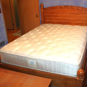 Queen Sealy Posturepedic Mattress and Carved Wood Bed Frame