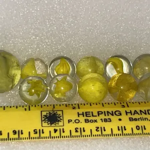 Yellow Cats Eye 10 Ct & 1 Shooter Marbles