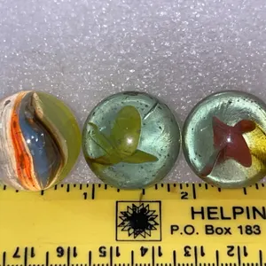 3 Vintage Tricolor Cats Eye Shooter Marbles
