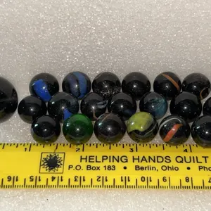 Vintage Black Swirl 20 Ct & 1 Shooter Marbles