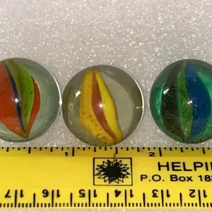 3 Vintage Tricolor Cats Eye Shooter Marbles