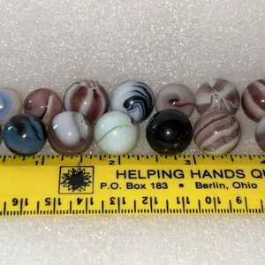 14 Assorted Vintage Swirl Marbles-Blue, Black, & Purple