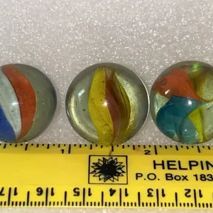 3 Vintage Tricolor Cats Eye Shooter Marbles