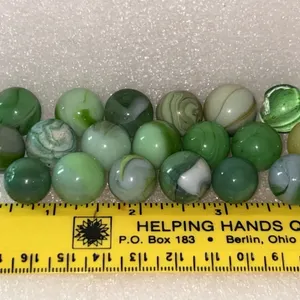 19 Ct Assorted Vintage Green Marbles