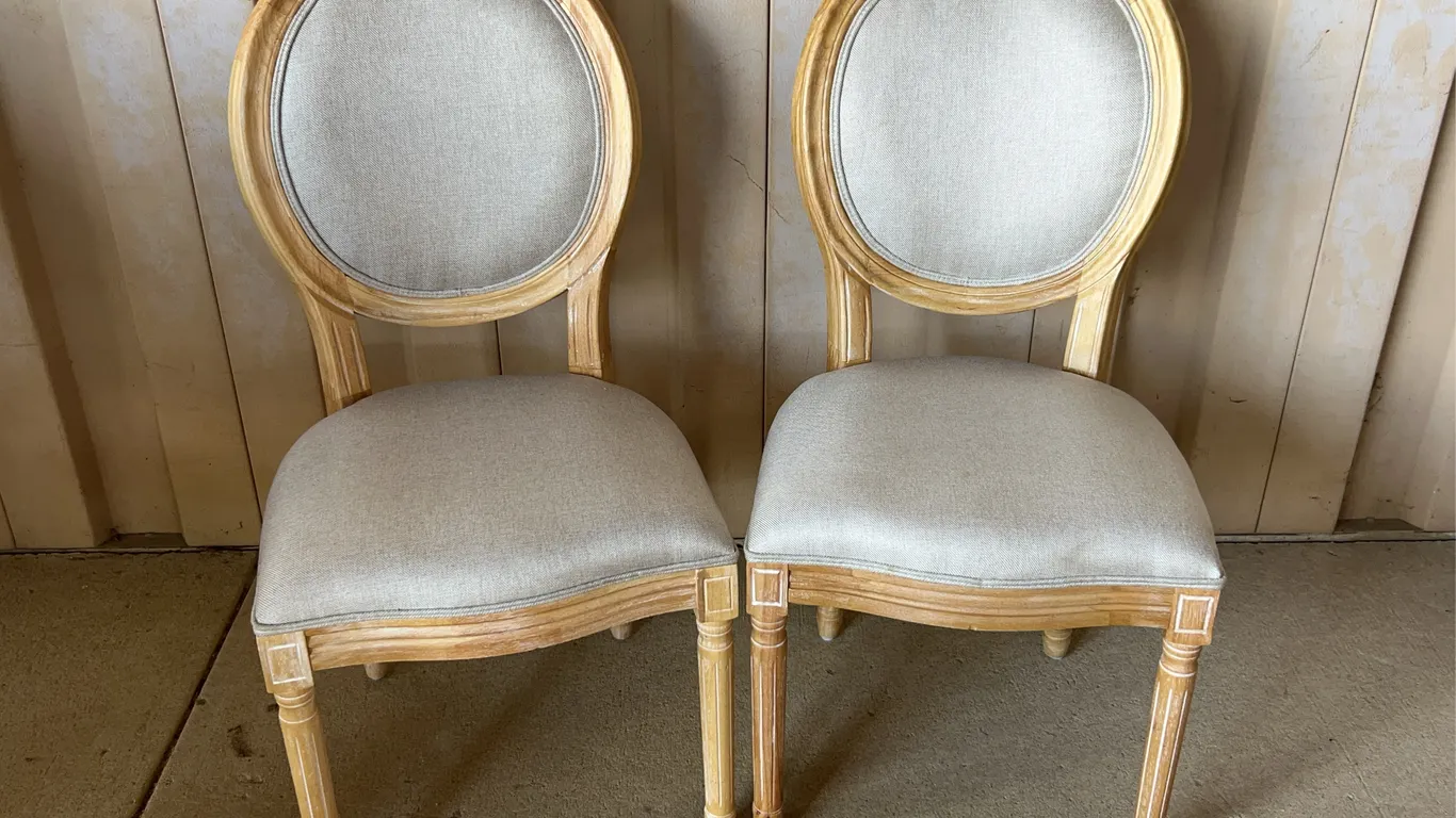 2 New Upholstered Wood Frame Chairs 19"X21"X38", Seat 18.5" High