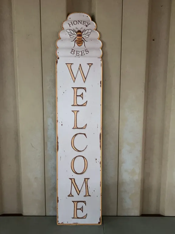 Honey Bees Welcome Metal Sign 9.25"X43.25"
