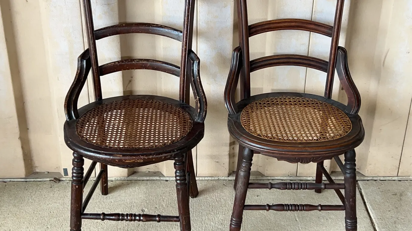 2 Vintage/Antique Victorian Style Cane Bottom Chairs